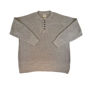 Red Head Brand Co Mens 3XL Henley Sweater Tan Gray Ribbed Knit Fall Warm